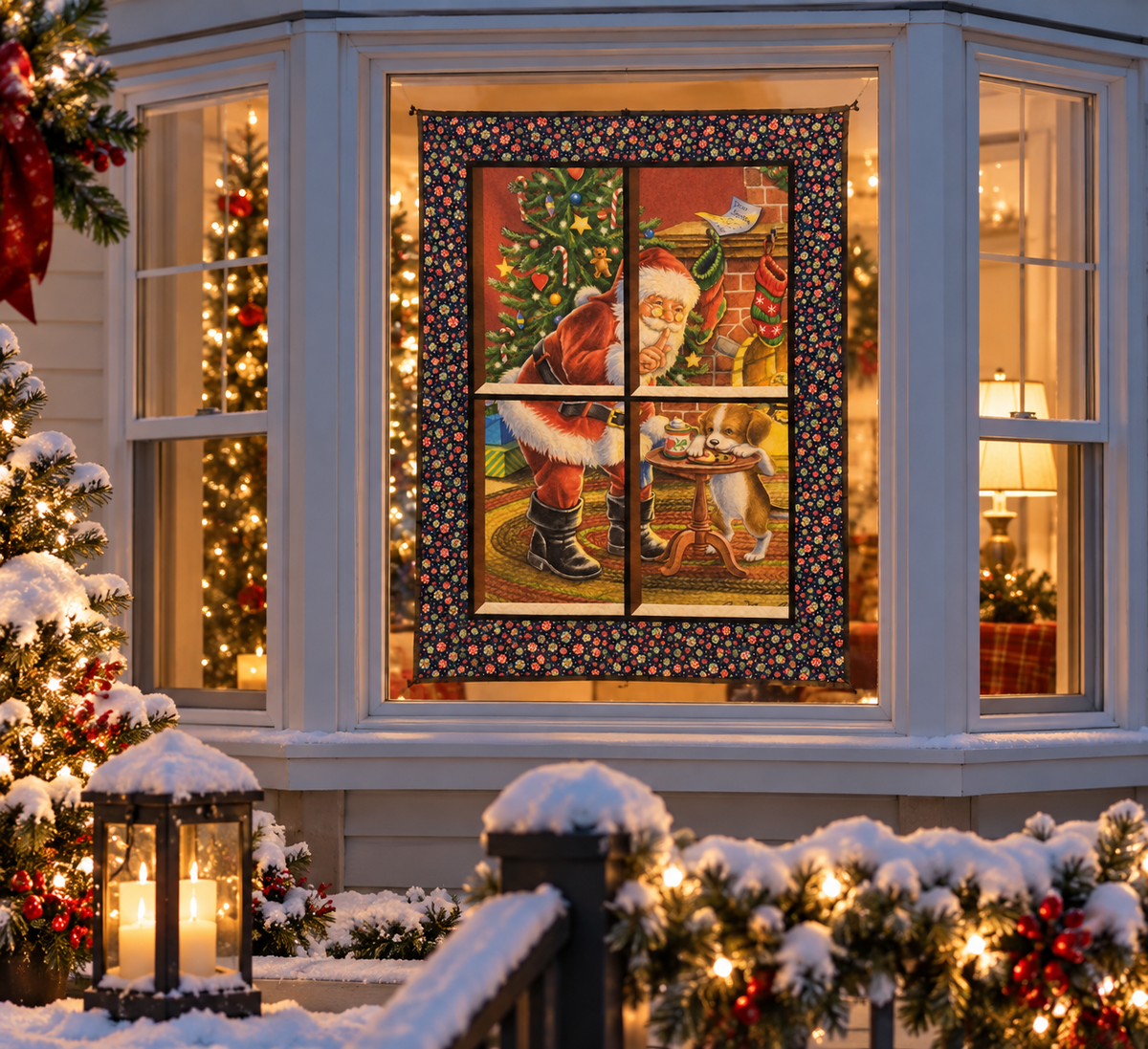 Santa’s Secret Quilted Window with Peppermint Frame