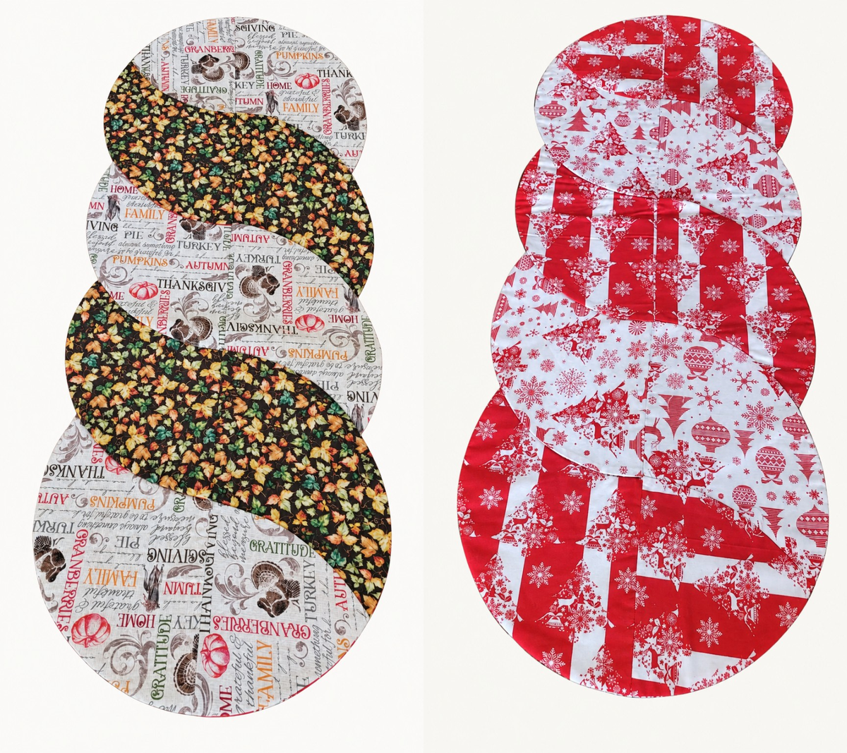 Thanksgiving Autumn/Red & White Christmas–Reversible Twist Table Runner