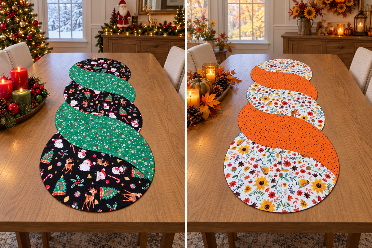 Woodland Fall/ Christmas Fun–Reversible Twist Table Runner