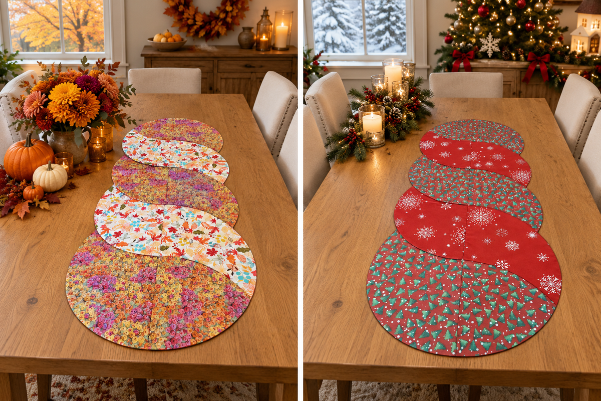 Autumn / Christmas Tree–Reversible Twist Table Runner