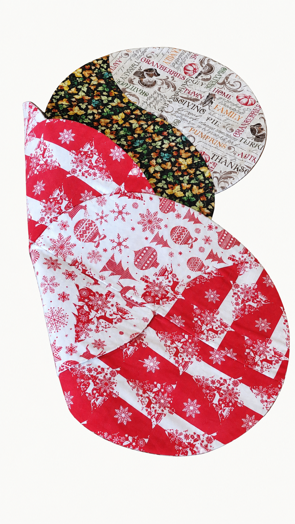 Thanksgiving Autumn/Red & White Christmas–Reversible Twist Table Runner