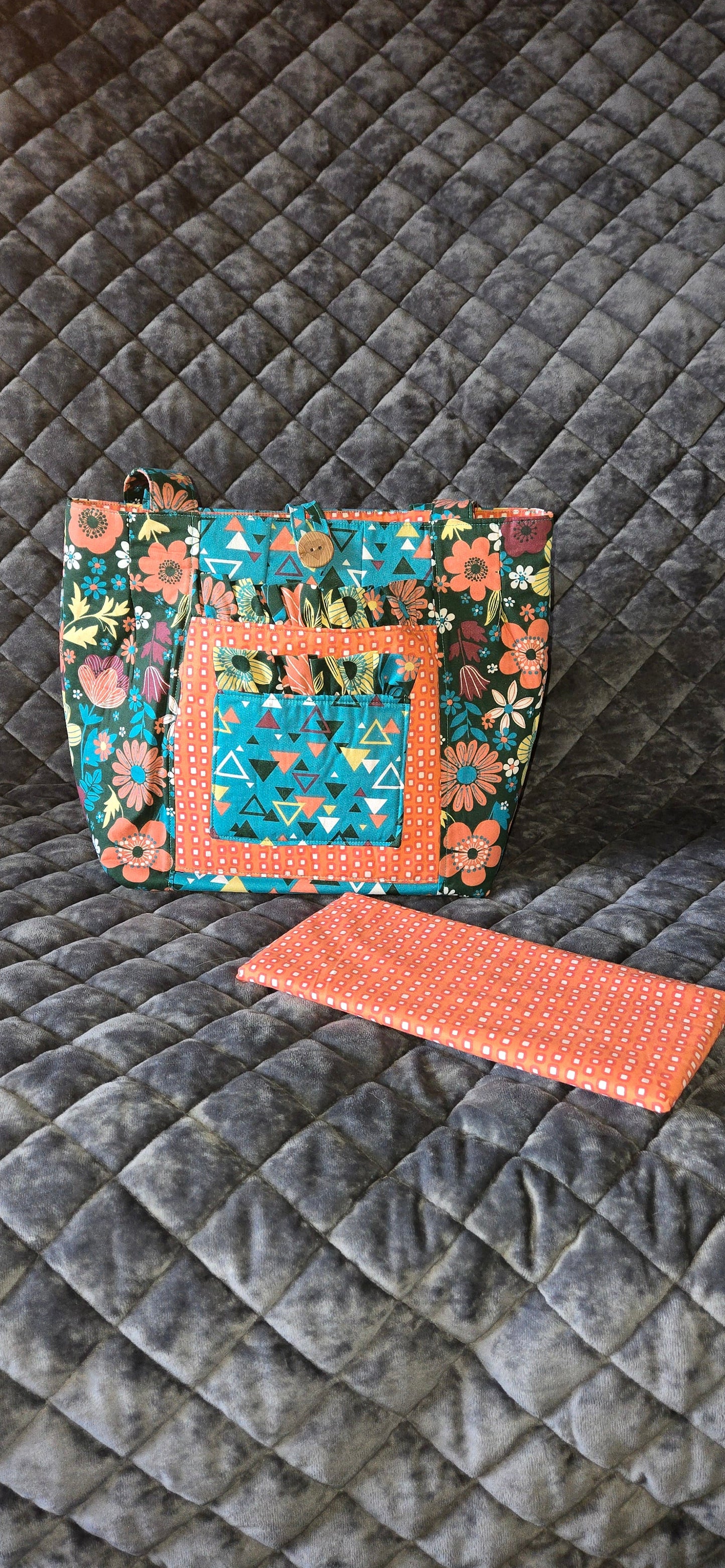 Ruffle Bag- Sea Green Floral Stripe