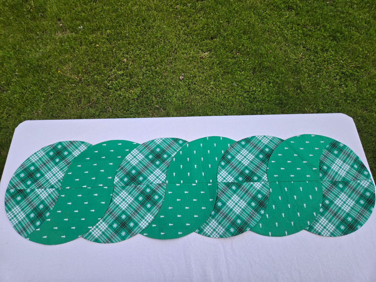 Black and Gold Floral/ Green Plaid Christmas Tree– Reversible Twist Table Runner–Long