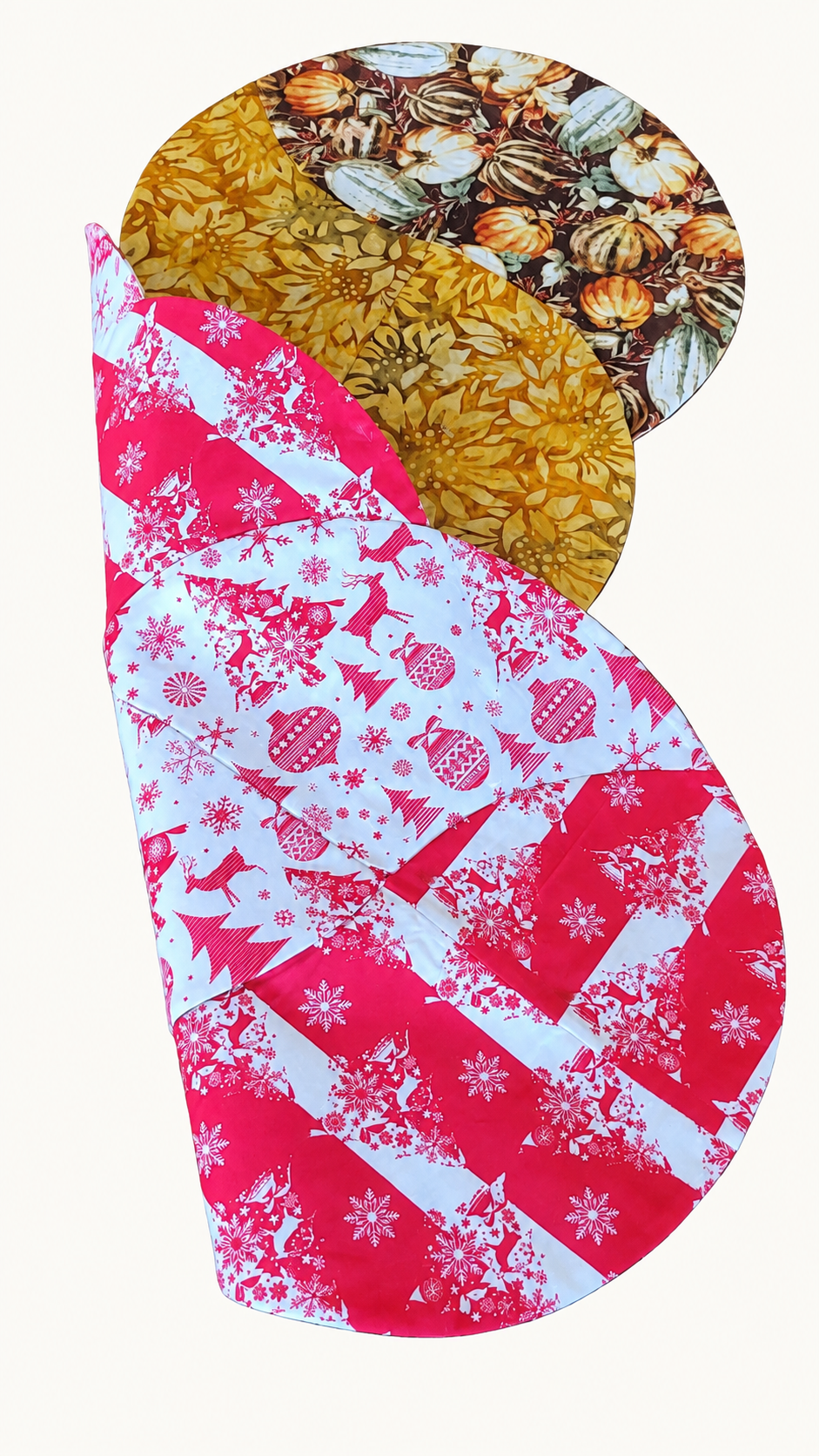 Fall Harvest/ Red and White Christmas–Reversible Twist Table Runner