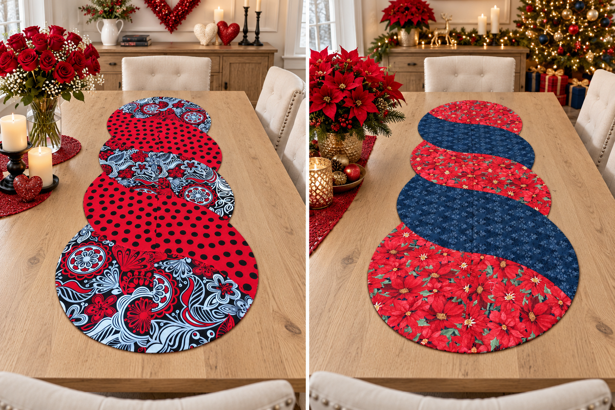 Poinsettia/ Valentine's –Reversible Twist Table Runner