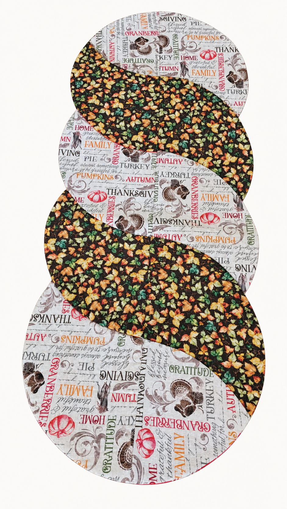 Thanksgiving Autumn/Red & White Christmas–Reversible Twist Table Runner