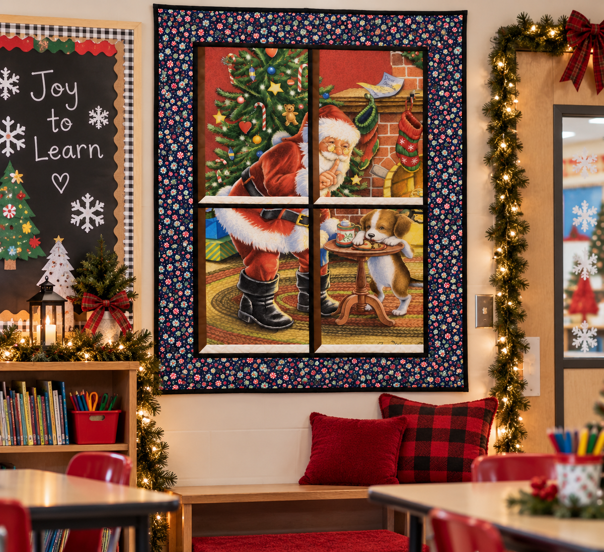 Santa’s Secret Quilted Window with Peppermint Frame