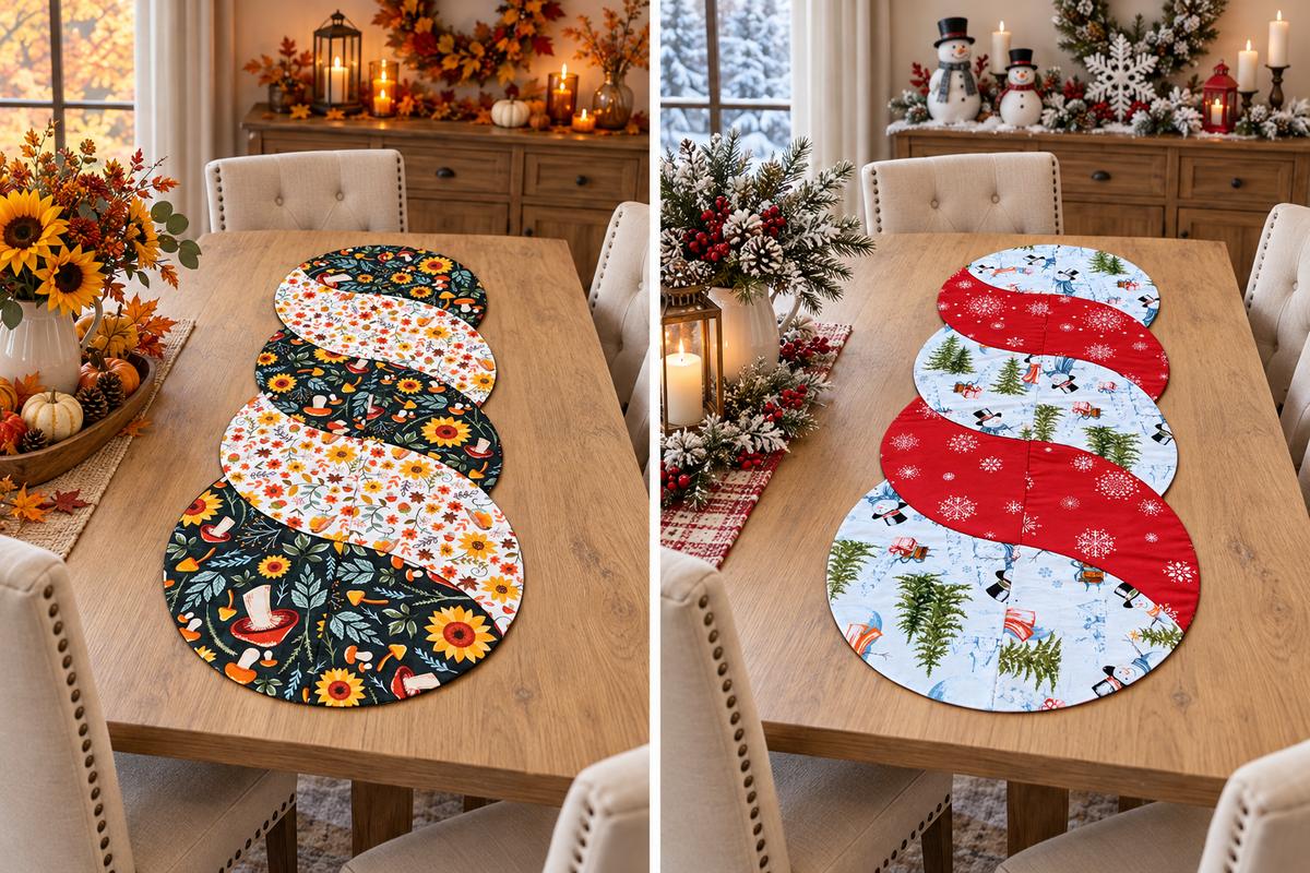Fall Decor / Snowman Winter–Reversible Twist Table Runner