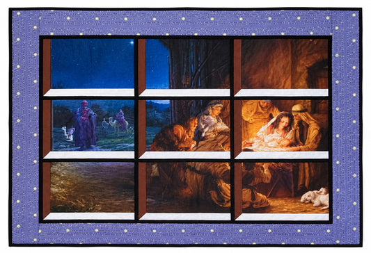 Holy Night Quilted Window Wall Hanging–Starry Frame
