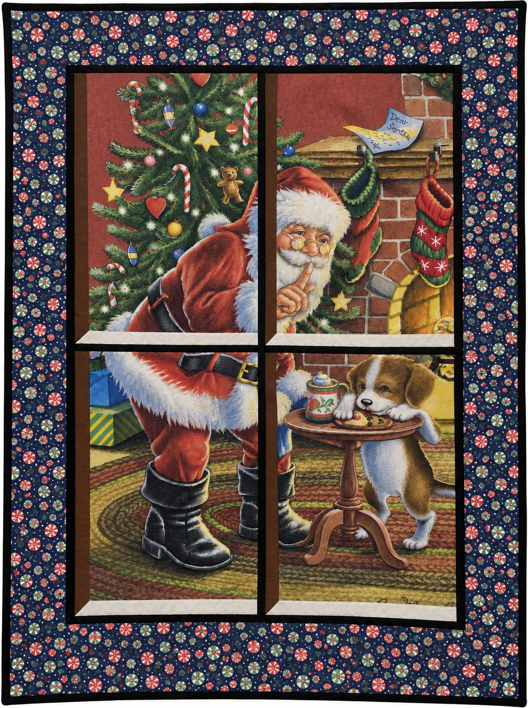 Santa’s Secret Quilted Window with Peppermint Frame