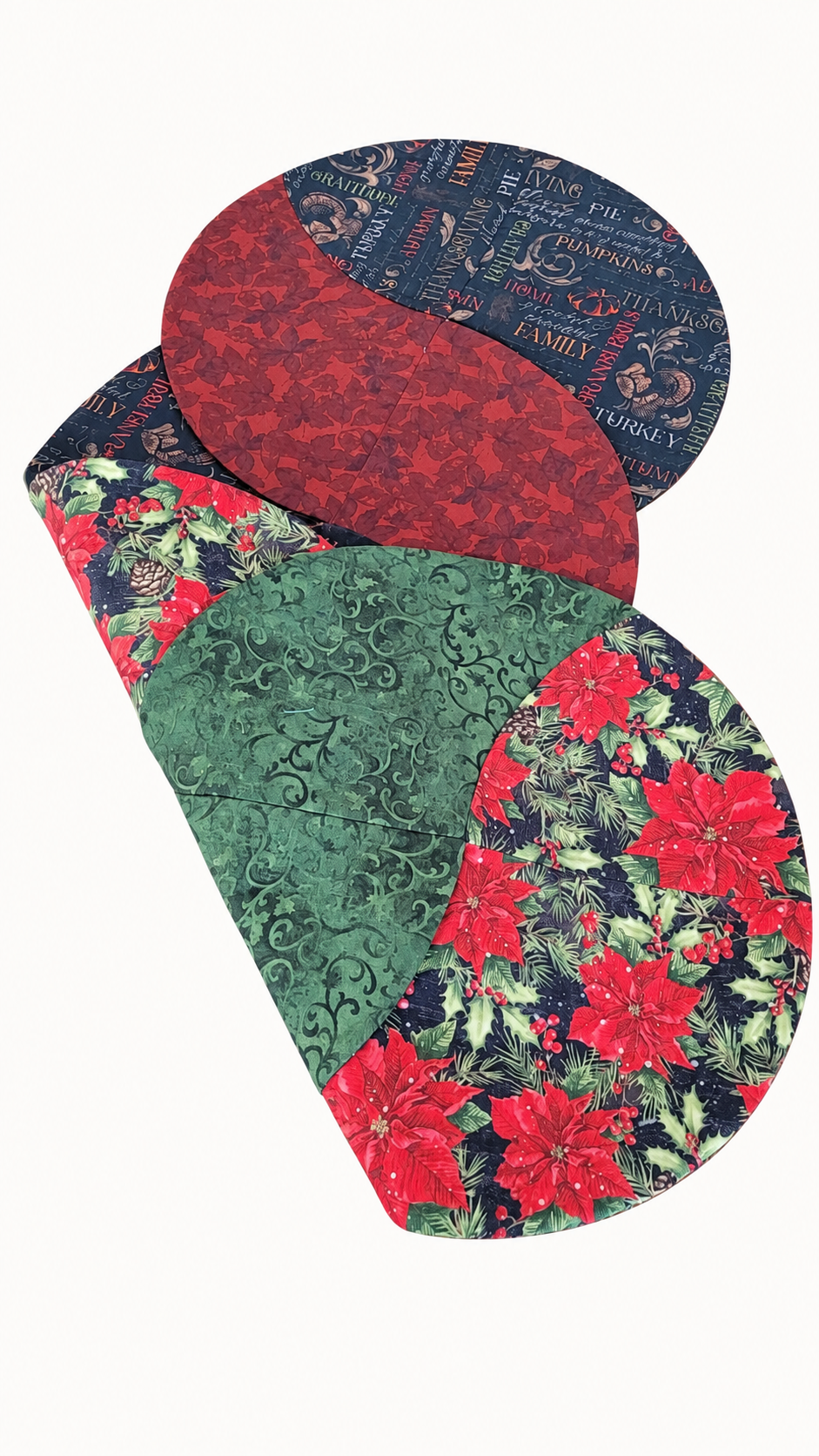 Thanksgiving/ Poinsettia Christmas–Reversible Twist Table Runner