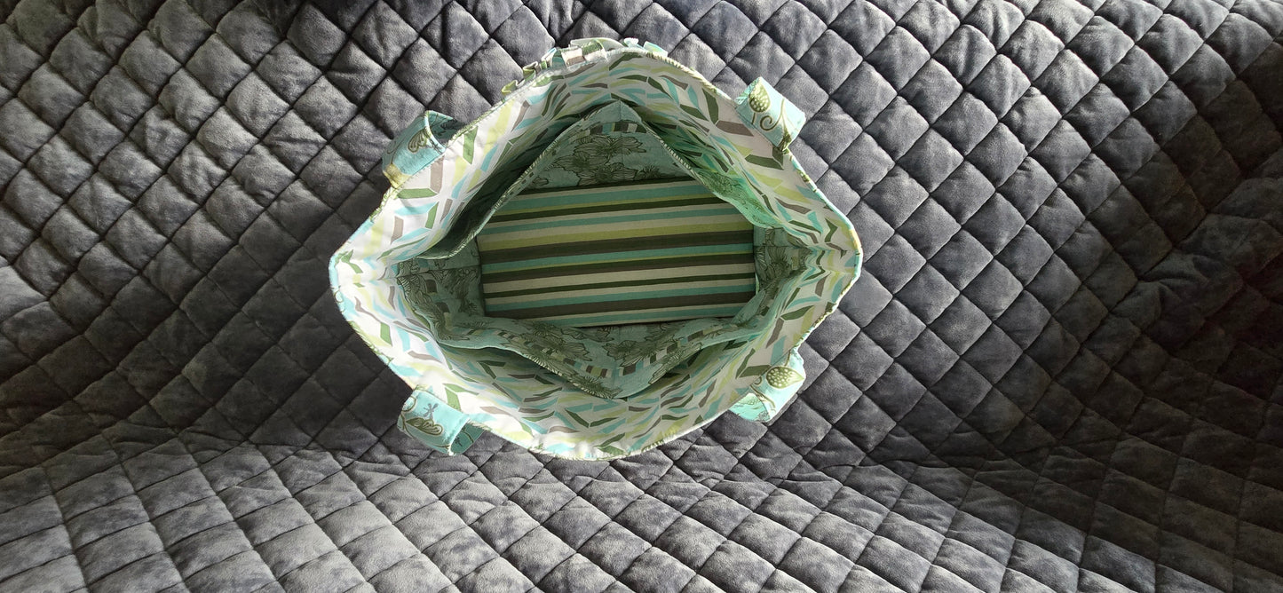 Ruffle Bag- Sea Green Floral Stripe