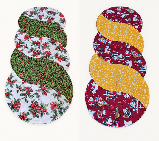 Christmas Holly/ Santa–Reversible Twist Table Runner