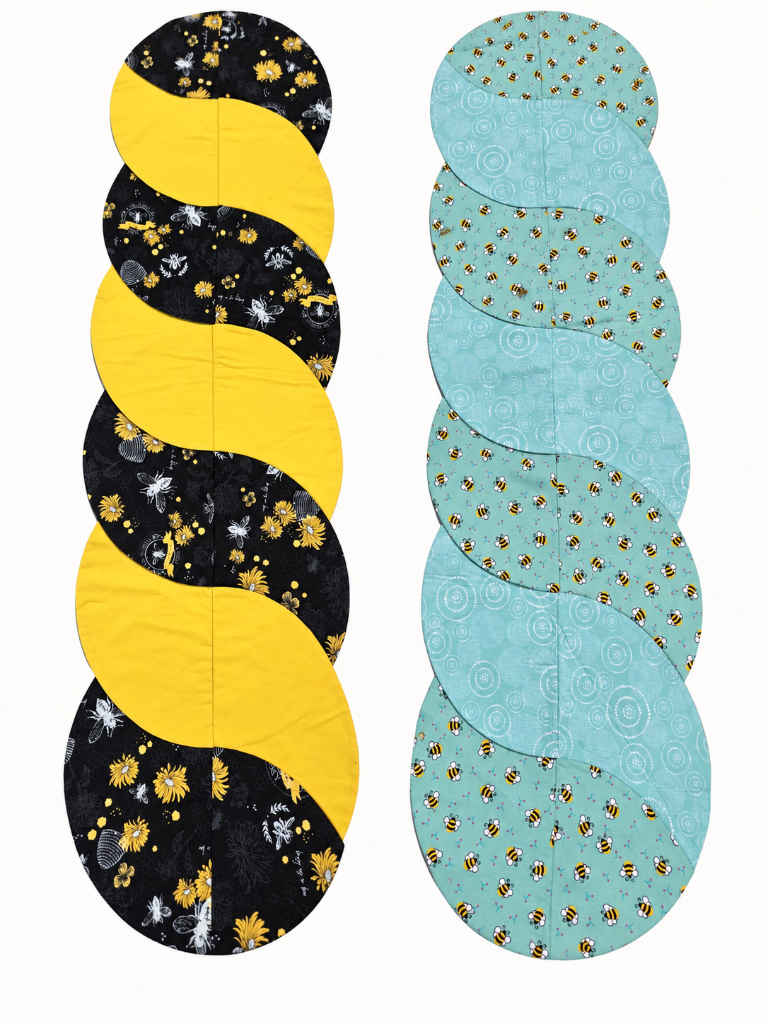 Bees Teal/Bees Black & Yellow–Reversible Twist Table Runner–Long