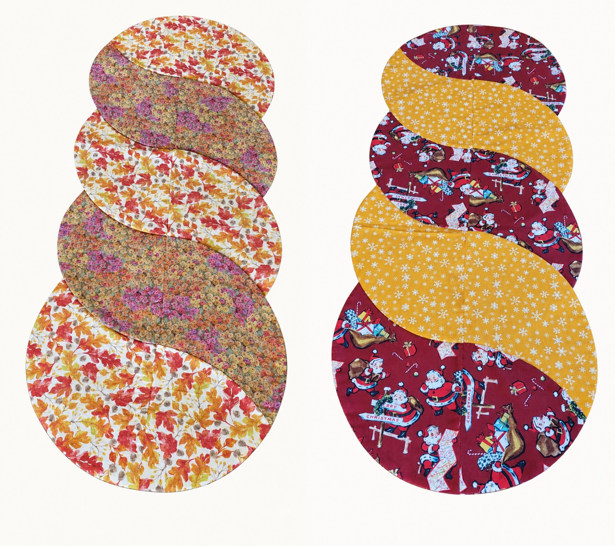 Autumn Leaves / Vintage Santa–Reversible Twist Table Runner