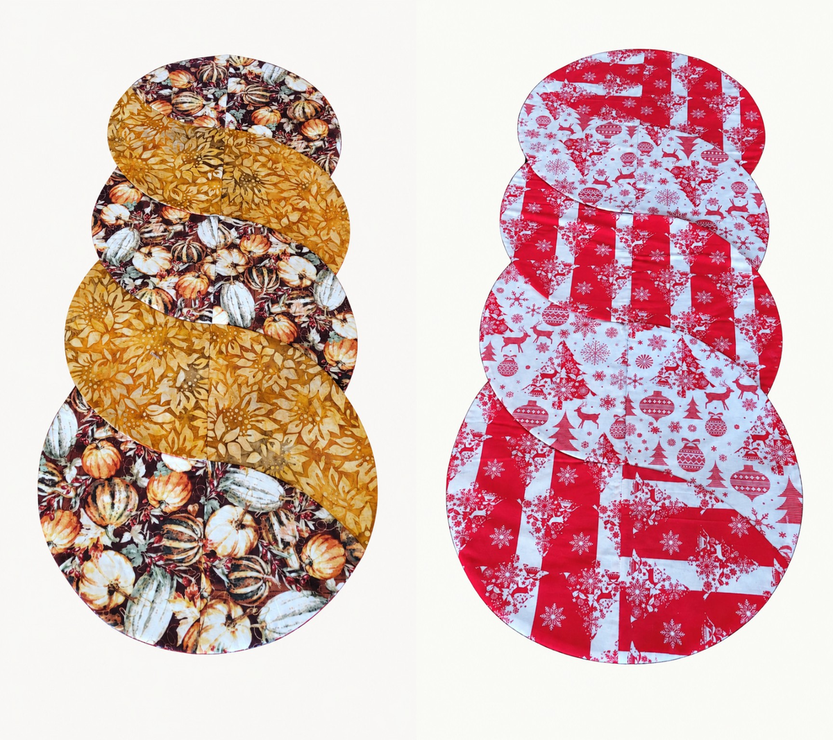 Fall Harvest/ Red and White Christmas–Reversible Twist Table Runner