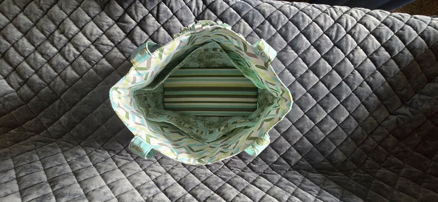 Ruffle Bag- Sea Green Floral Stripe