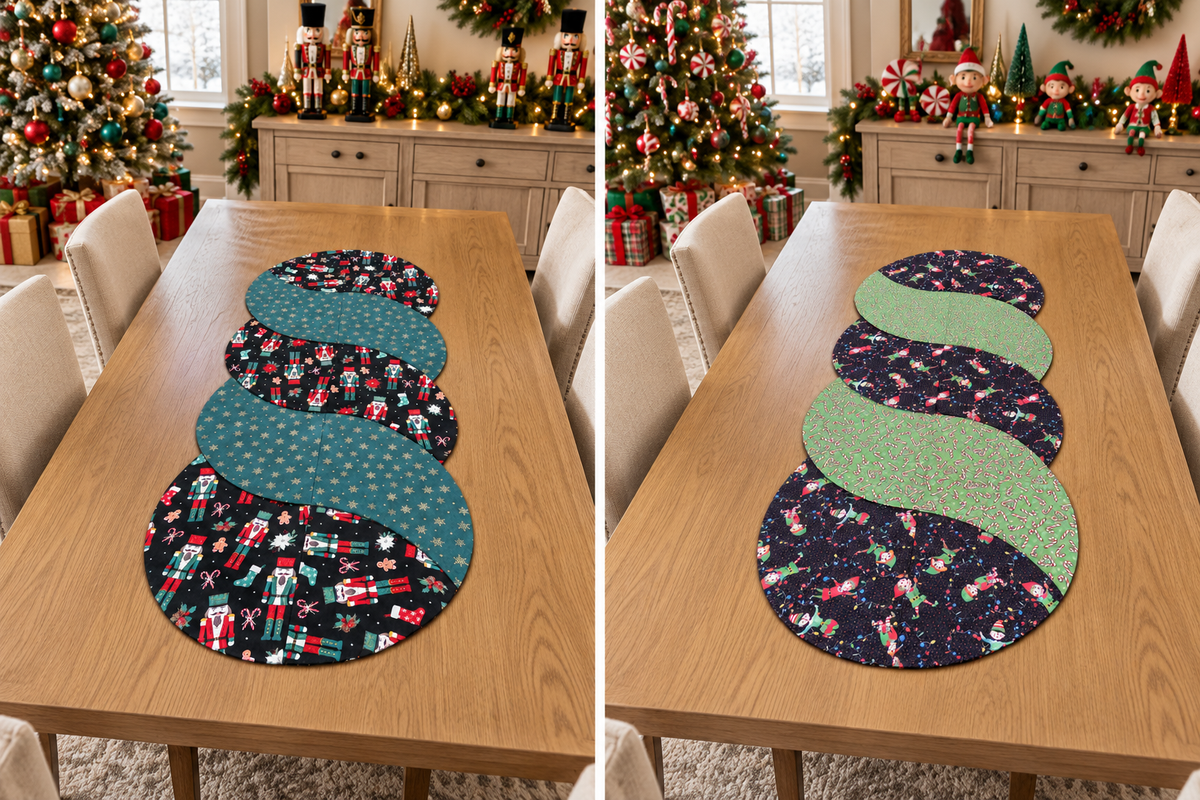 Elves/Nutcracker –Reversible Twist Table Runner